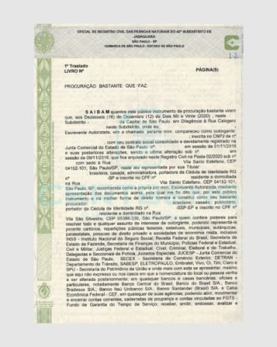 Certidão de Procuração