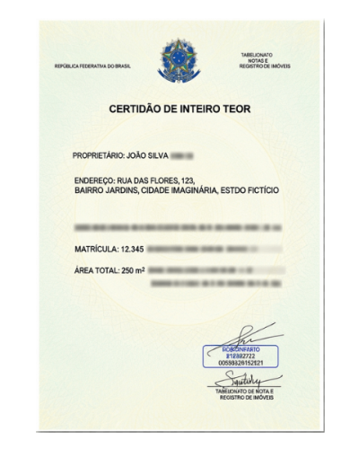 certidão de inteiro teor imóvel